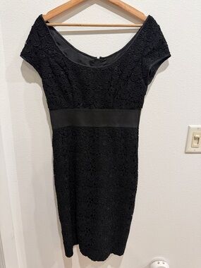 White House Black Market Black Lace-Overlay Midi Dress